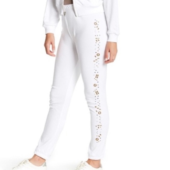 Wildfox Pants - Wildfox Urban Cowgirl Studded Joggers White L NWT